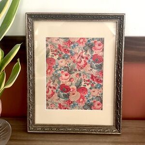 Floral Chintz Vintage Cottagecore Style Flower Print Matted & Framed Canvas Art